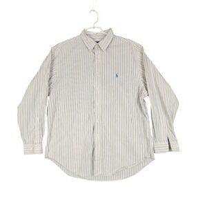 Ralph Lauren Mens Classic Fit Striped Long Sleeve Button Down Shirt Blue White